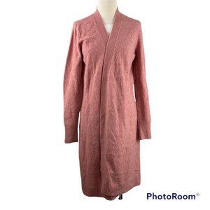 RACHEL PARCELL Pink Long Cardigan with Pearl Detailing (no size tag)